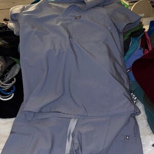 Figs Slate Blue Scrub Top